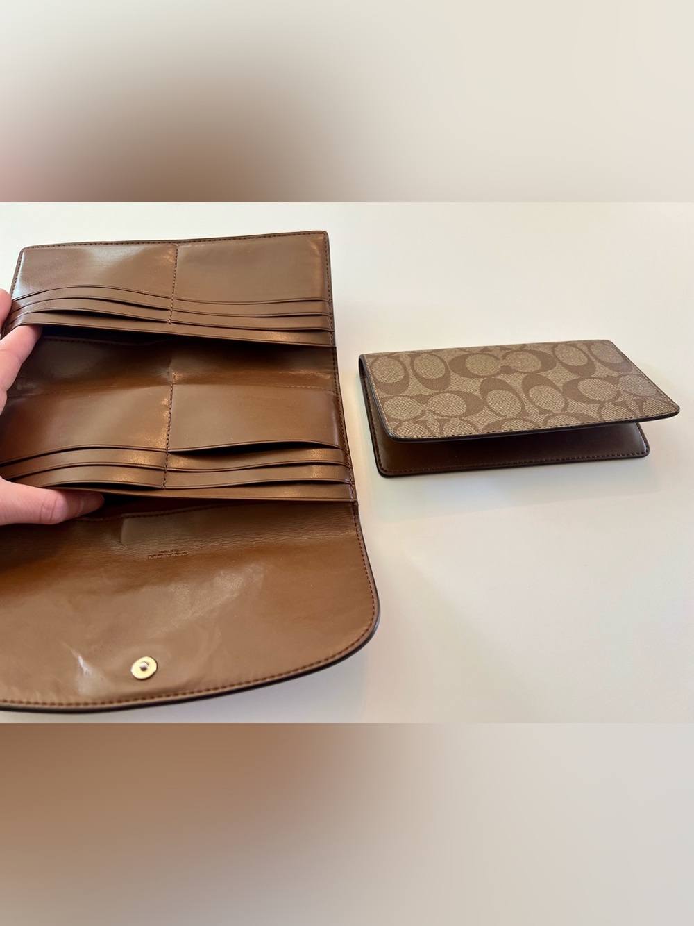 Coach Signature Wallet With Checkbook in Brown - Picture 10 of 12